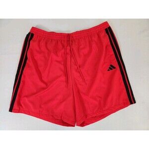 Adidas Mens 3XLT Red Sport Shorts Chelsea Logo Black Stripes NWT Mid Rise